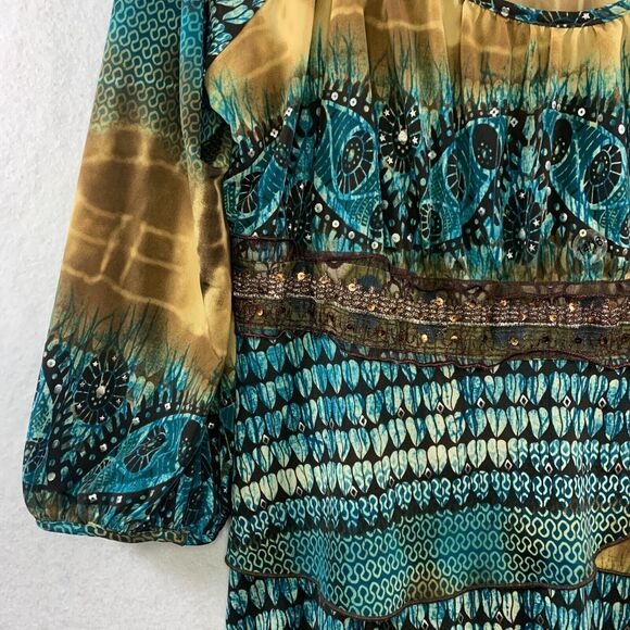 Womens Y2K Babydoll Top Sz XL Fairy Grunge Tiered Ruffle Lace Sequin Boho Office - Picture 3 of 11
